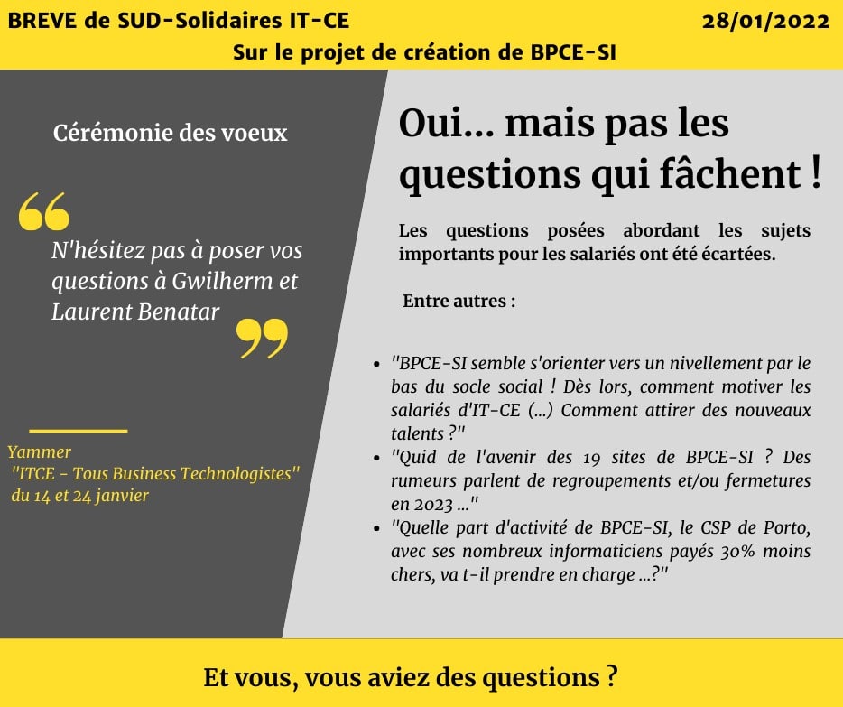 Brève n° 6 - SUD-Solidaires IT-CE Mais pas les questions qui fachent